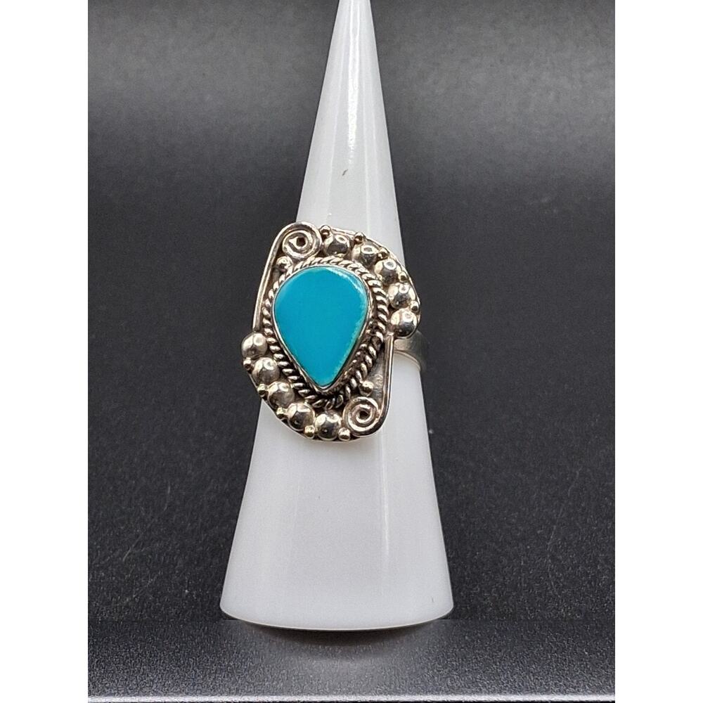 Turquoise Ring, Size 5.5, Sterling Silver, Southwestern Native American Style